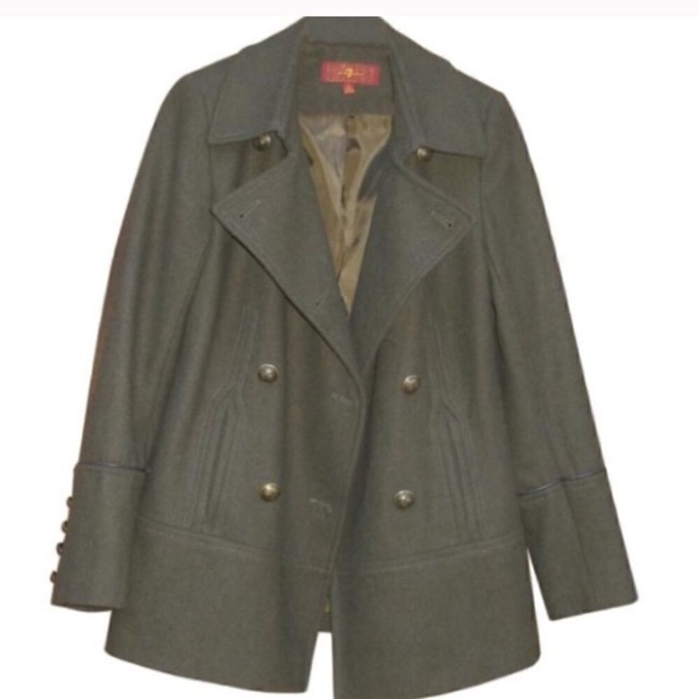 7 For All Mankind Wool Blend Military Olive Coat